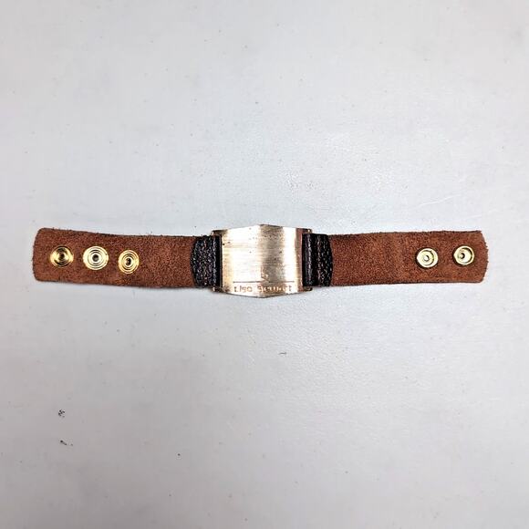 LISA STEWART Lot 2 Initial E Silver Tone Black Gold Tone Brown Leather Bracelets - Picture 13 of 15